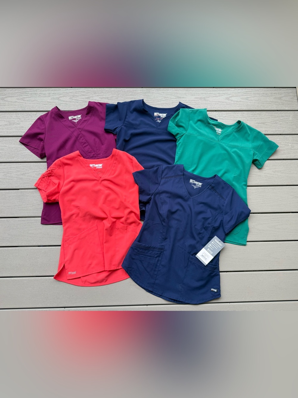 5 Grey’s Anatomy by Barco Scrub Tops Lot Women’s Small S Assorted Colors